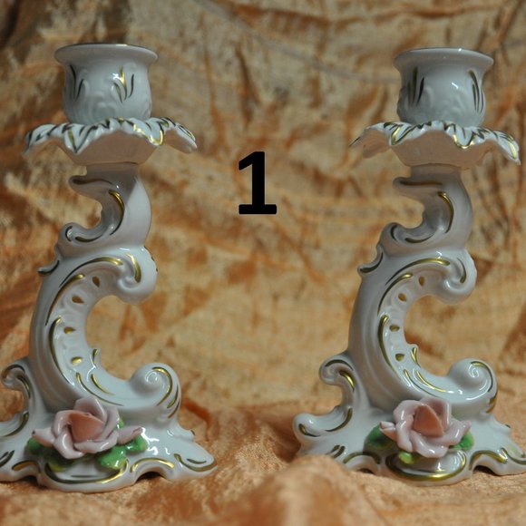 ornate porcelain candle holders west germany kunst (1) - Picture 1 of 5
